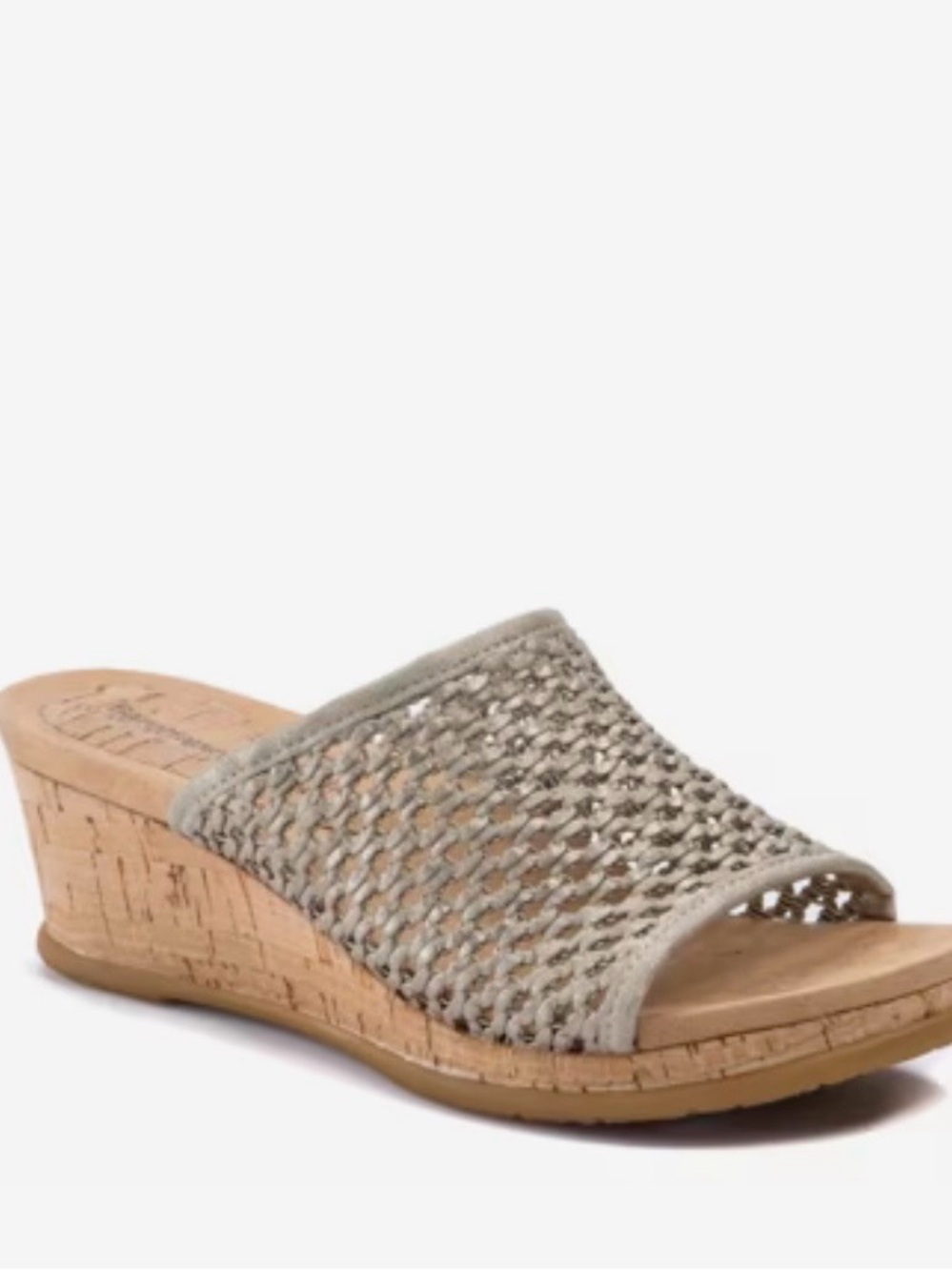 BareTraps Woven Slide Wedge in Light Taupe